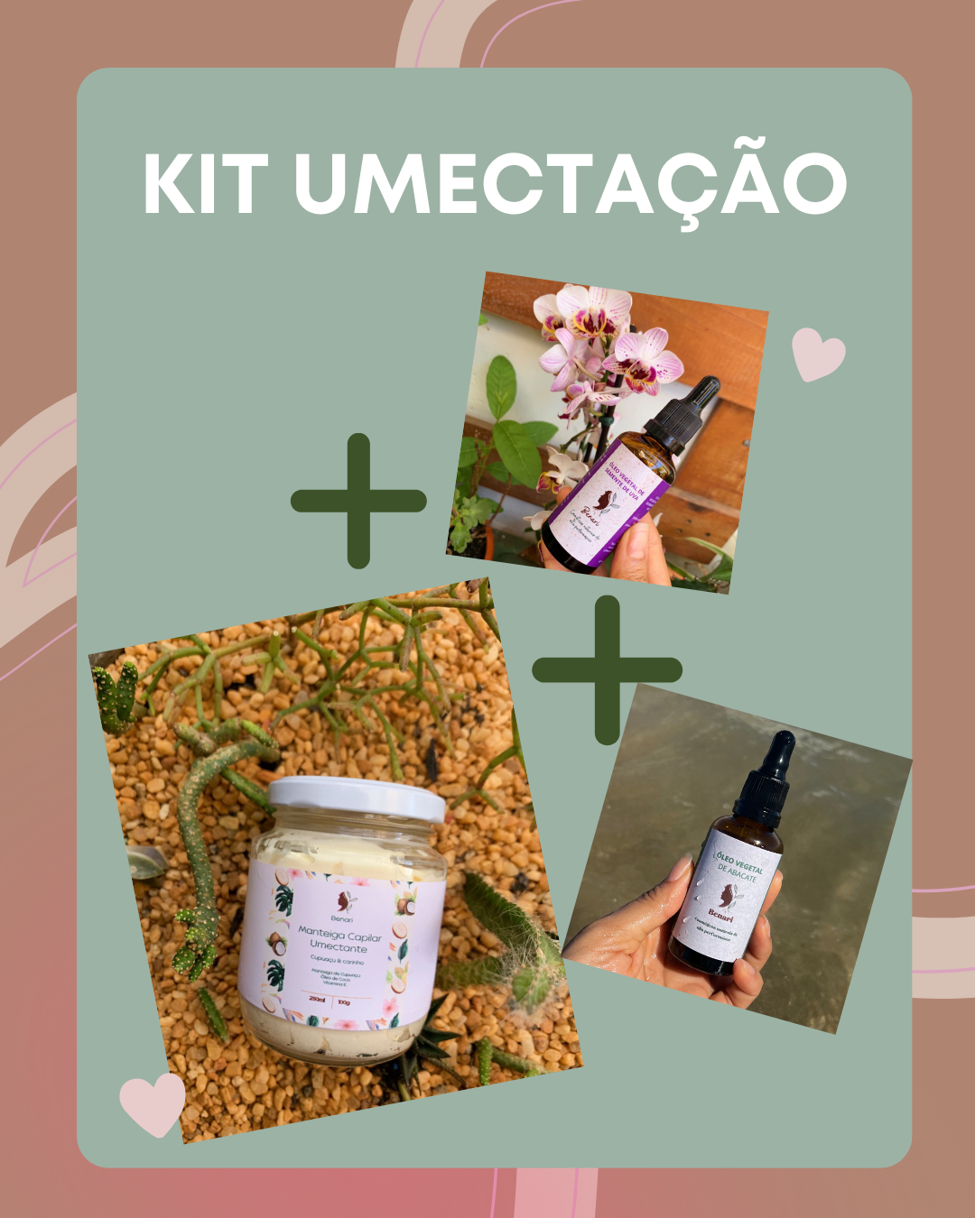 KIT UMECTAÇÃO (1 MANTEIGA CAPILAR + 2 ÓLEOS VEGETAIS)